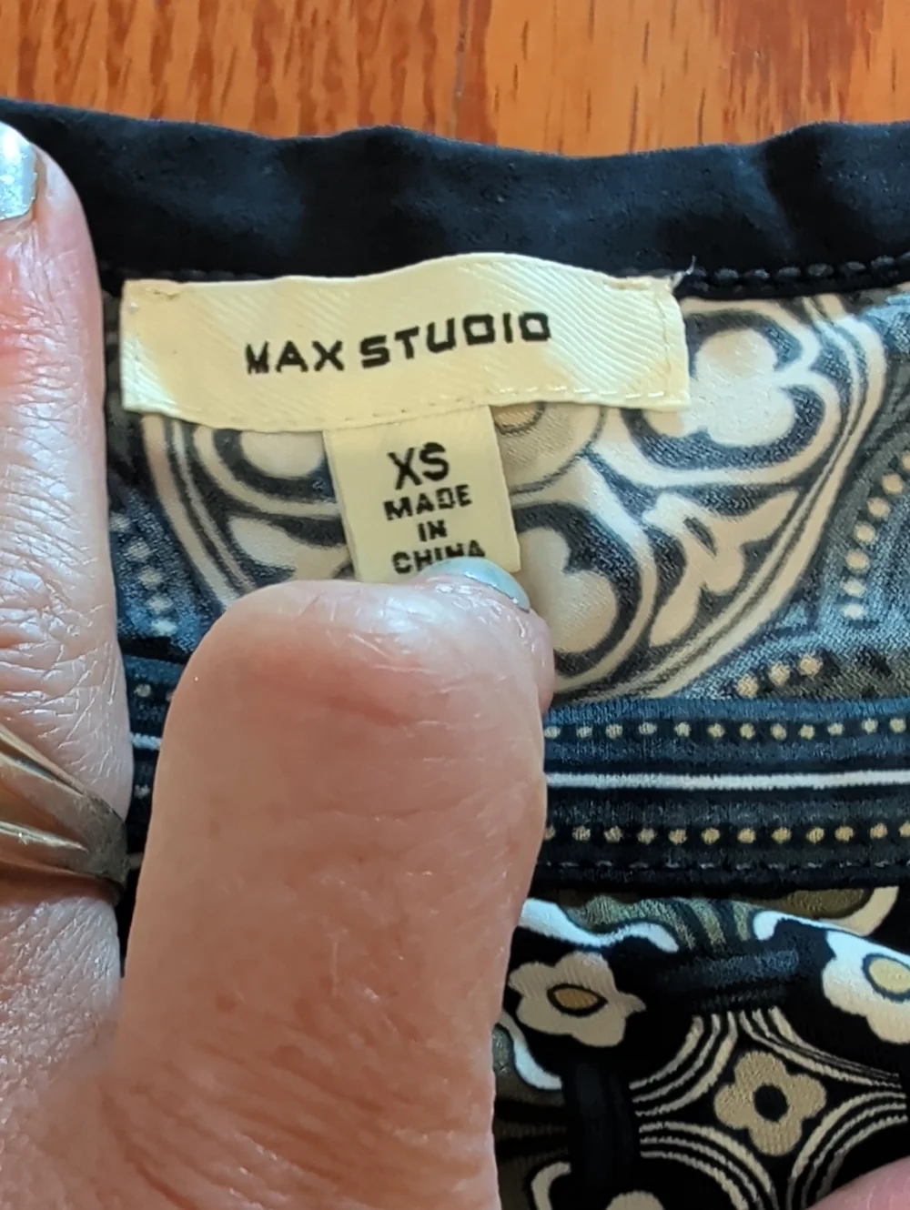 Teal & Navy Geometric Print max Studio Slinky Dress.